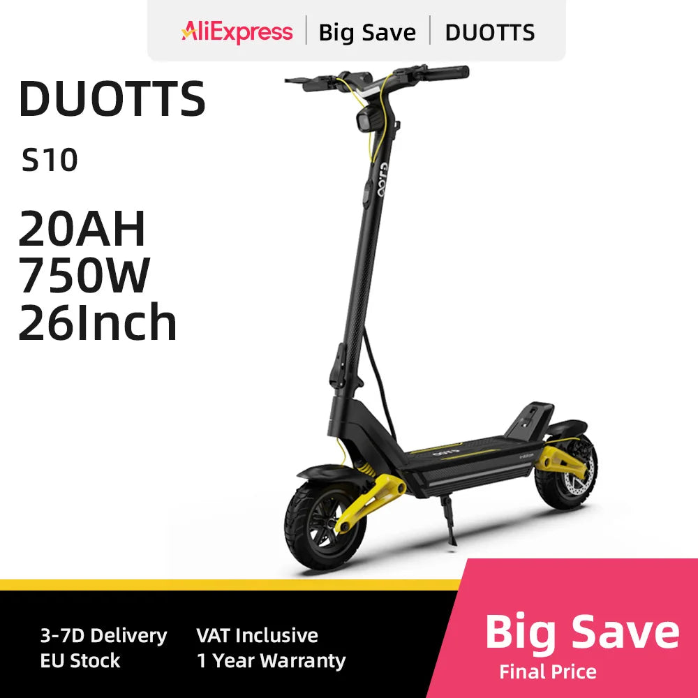 OOTD S10 Electric Scooter 1400W Motor 48V20AH Battery City Off-Road Electric Scooter Adult 10 Inch Foldable Electric Scooter.