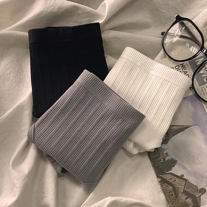 3PCS/Set Sports Style Cotton Women's Panties Girls' Underwear Breathable Mid Waist Shorts Sexy Lingerie Plus Size Solid Briefs.