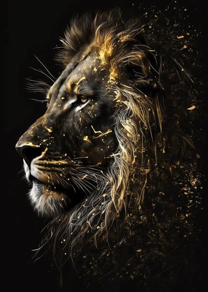 Black and Golden Light Lion Posters Modern Animal Canvas Painting Picture  Wall Art for Living Room Home Decoration No Frame.