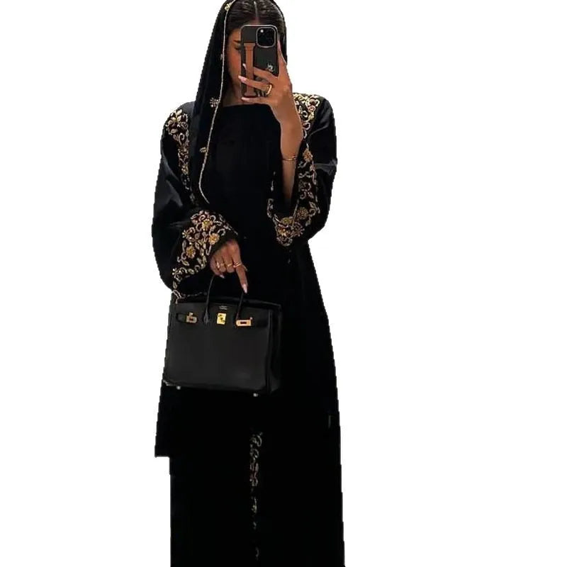 Muslim Women Dresses 3 Piece Sets Scarf Abaya Diamonds Ramadan Morocco Dubai Kaftan Party Vestidos Arab Long Robe Abayas Suits.