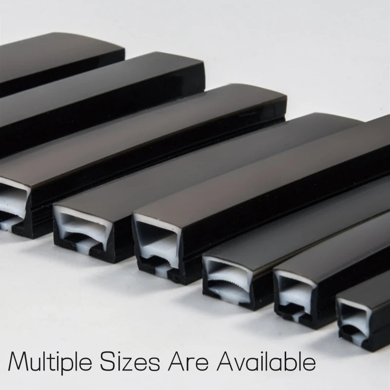 1-5m Black Silicone Tube LED Neon Light DC12V Flexible Recessed Diffuser Channel Waterproof Wall Ceiling Ribbon Rope Strip Light.