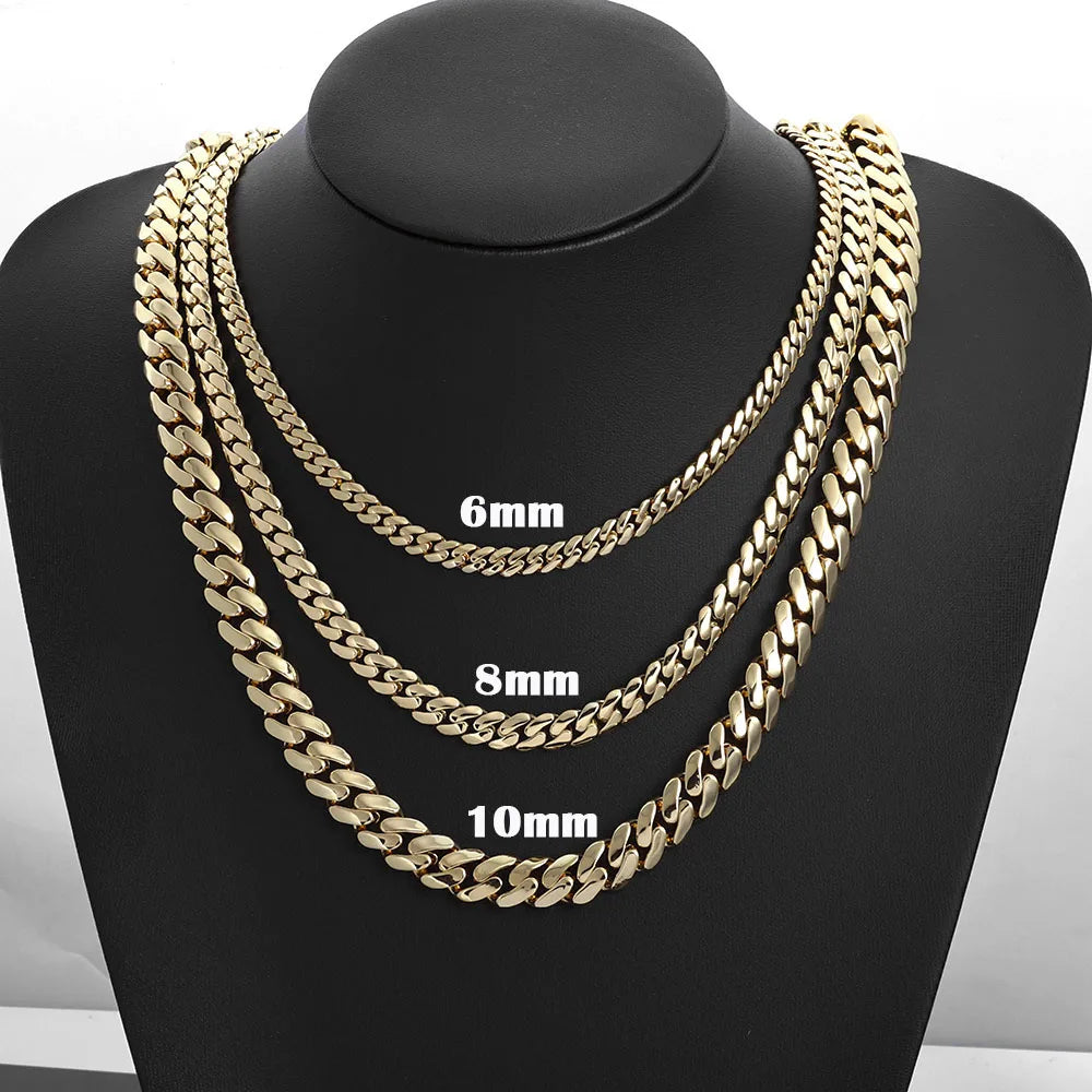 6/8/10/12/15/20mm Monaco Cuban Chain Necklace Hip Hop 14k Gold Plating Cuban Chain Bracelet Hip Hop Jewelry.