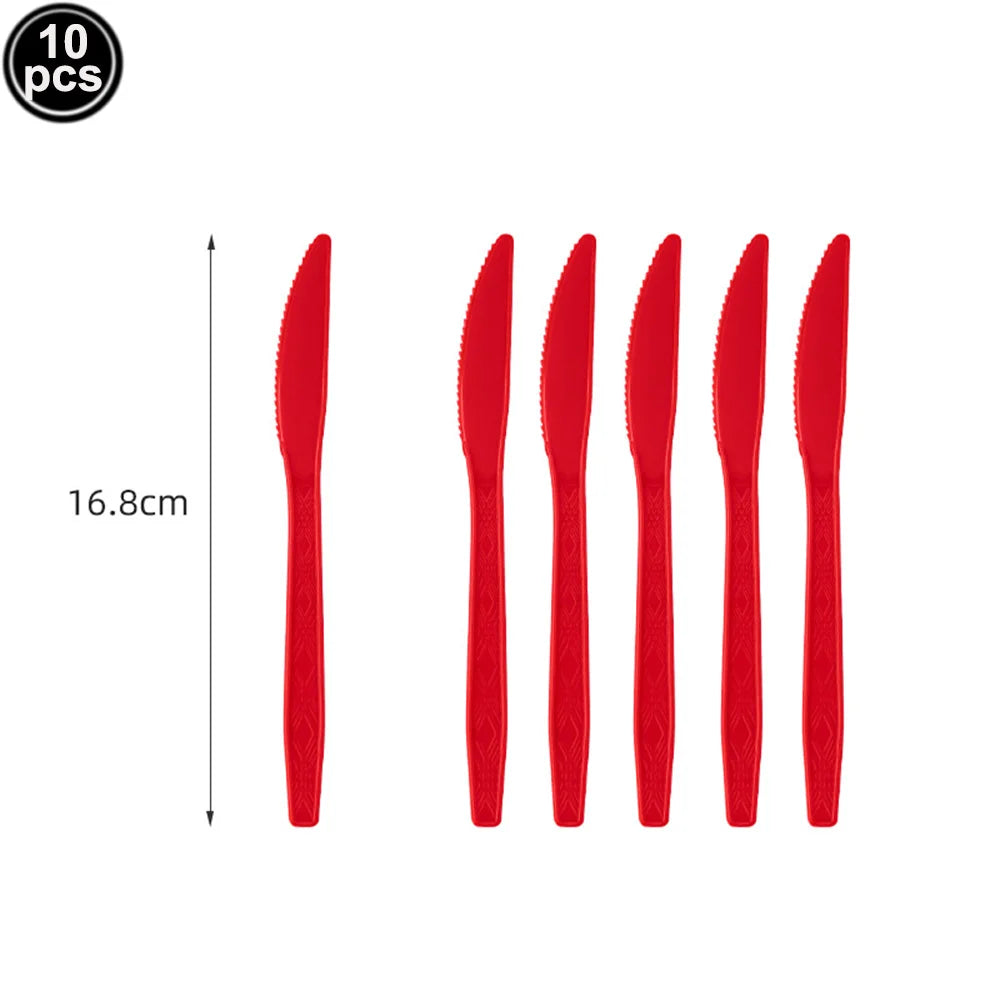 Solides rotes Thema, Einweggeschirr, rote Pappteller, Lebensmitteltablett, Tassen, Servietten, Löffel, Tischdecken, Hochzeit, Geburtstag, Party-Dekoration.