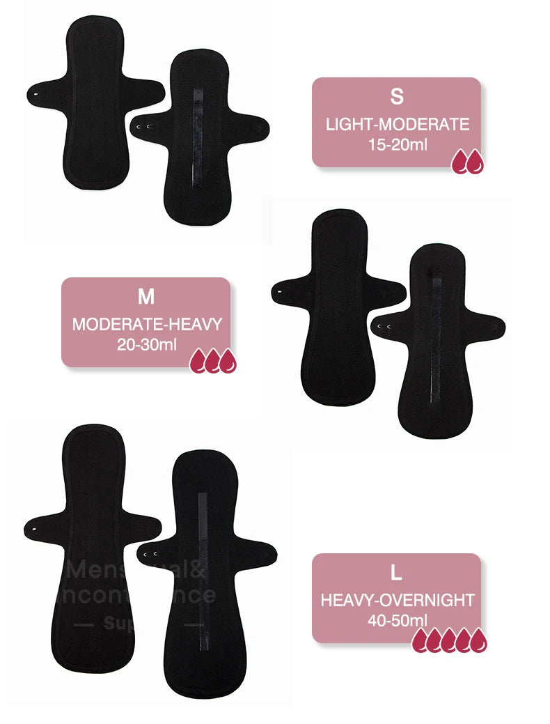 Eco-cotton Reusable Panty Liner Washable Soft Women's Menstrual Pad Sanitary High Absorbency Period Cloth Pads Breathable.