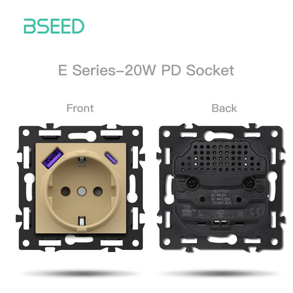 BSEED 1/2Gang-Knopf-Lichtschalter, Funktionsteil, nur Glasrahmen, Lichtschalter, Wand-Netzschalter, DIY-Teile, freie Kombination, 86 mm