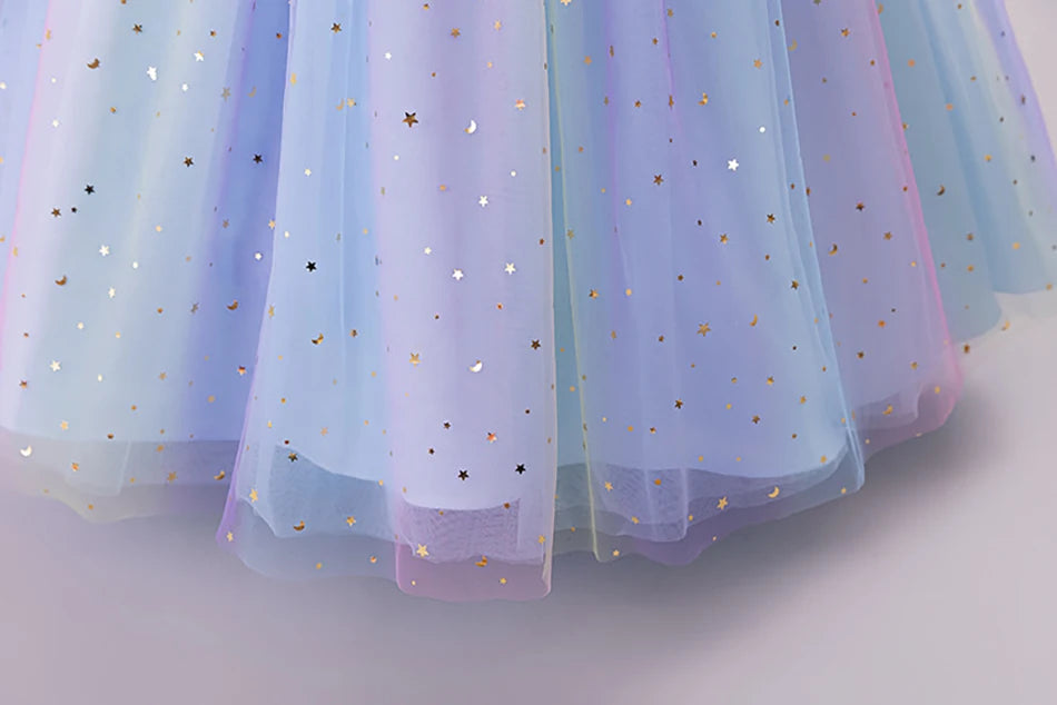 Elegantes, ärmelloses Tüll-Ballkleid für Kinder, Bühnenaufführungen, Hochzeiten, Weihnachten, Mädchenkleider, Mädchen-Prinzessin-Partykleider