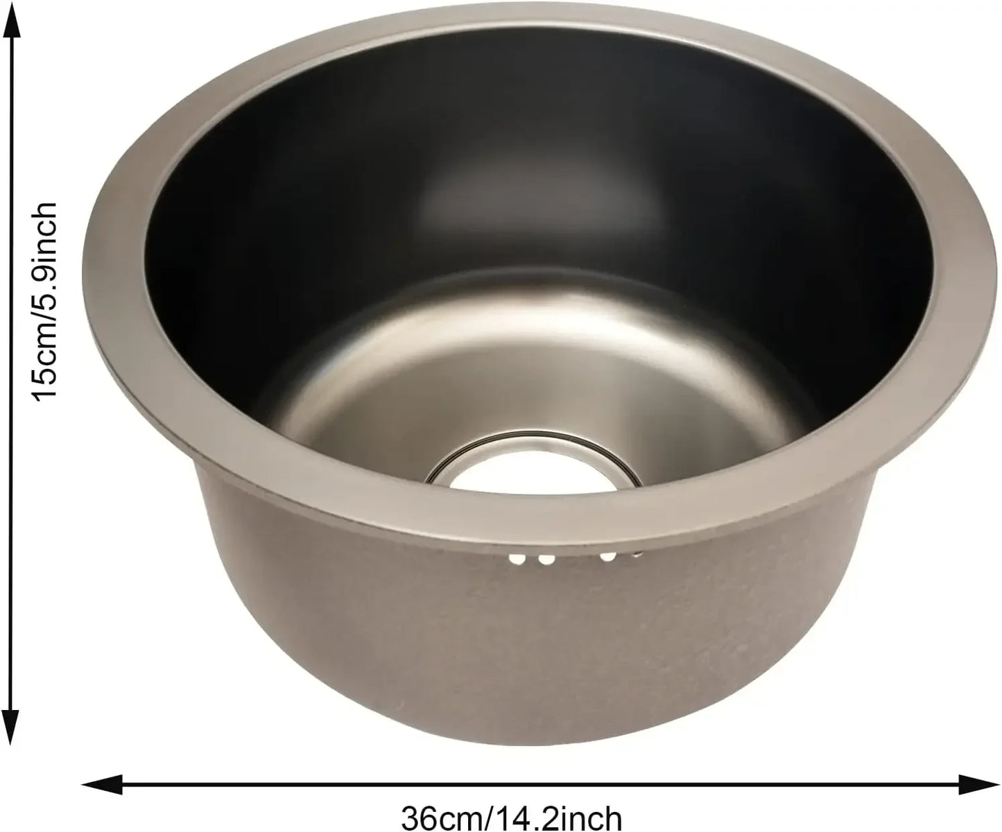 Rundes Waschbecken aus Edelstahl, moderner minimalistischer Stil, Küchen- und Badezimmerwaschbecken, Nano-Beschichtung, Einzelwaschbecken für Zuhause, Restaurants