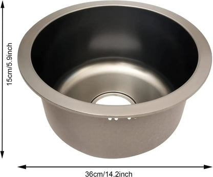 Rundes Waschbecken aus Edelstahl, moderner minimalistischer Stil, Küchen- und Badezimmerwaschbecken, Nano-Beschichtung, Einzelwaschbecken für Zuhause, Restaurants