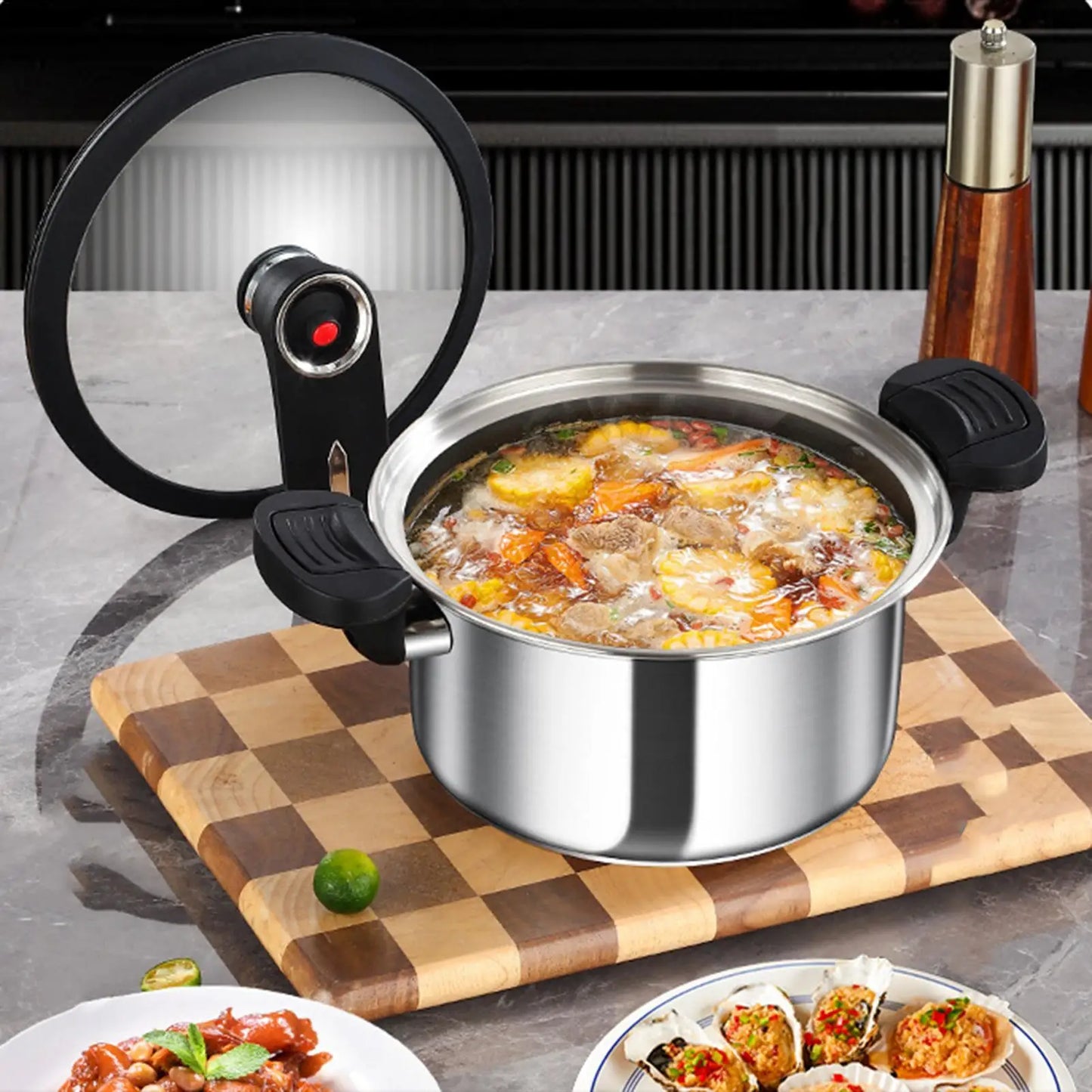 Portable Pressure Cooker Fast Cooking Stew Pot Pressure Cooker Stainless Steel Fast Cooking Multifunctional Kitchen Accessories.