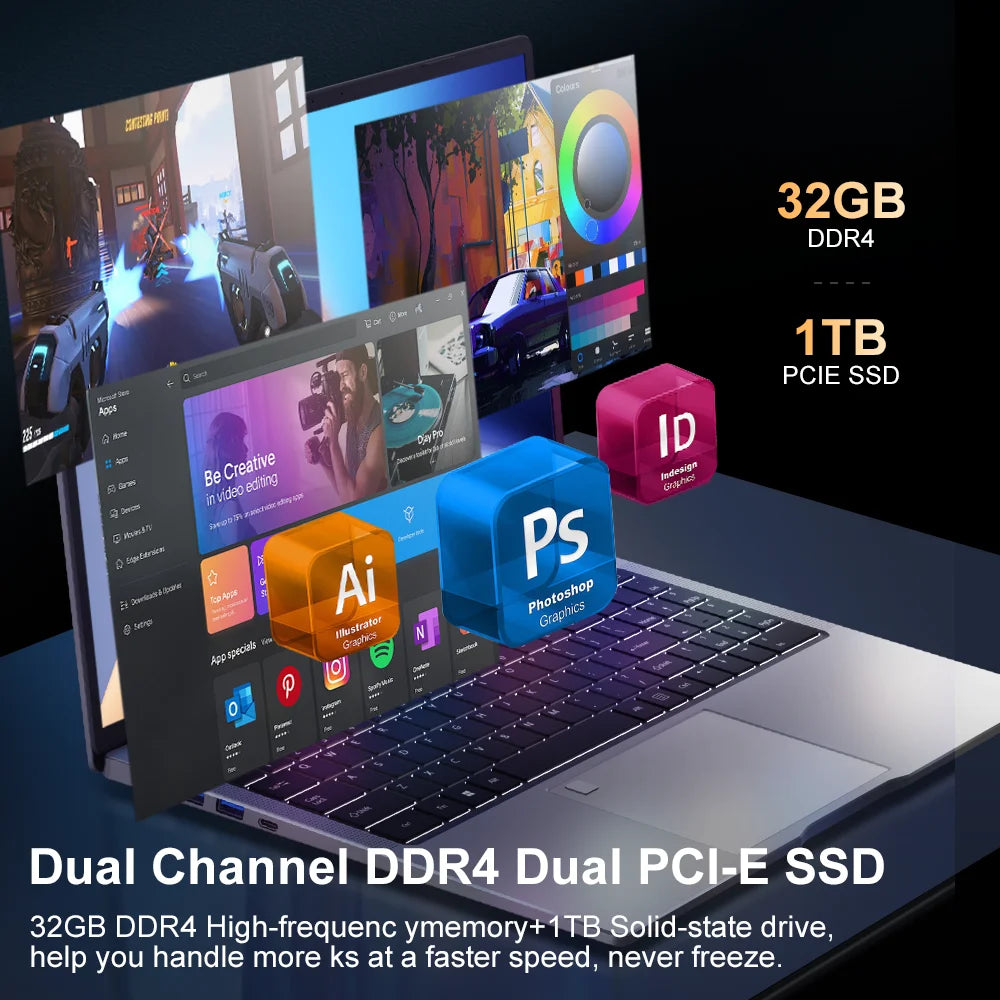 Laptop 16-inch 13th Gen Intel i7-13620H 32GB DDR4+1TB SSD 2.5K IPS 120Hz Face Unlock Notebook WiFi6 Gaming Computer.