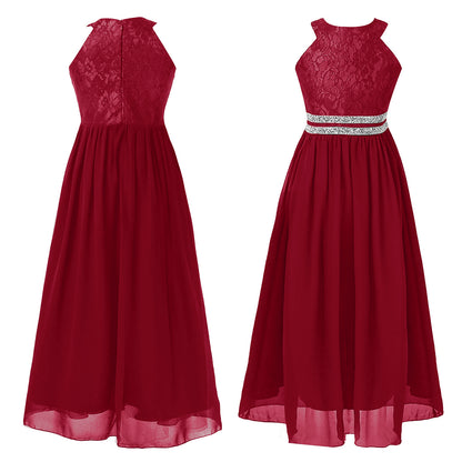 Iiniim Teen Mädchen Ärmellose Pailletten Floral Spitze Glänzenden Kleid Vestido de festa für Hochzeit Formale Geburtstag Party Sommer Kleider