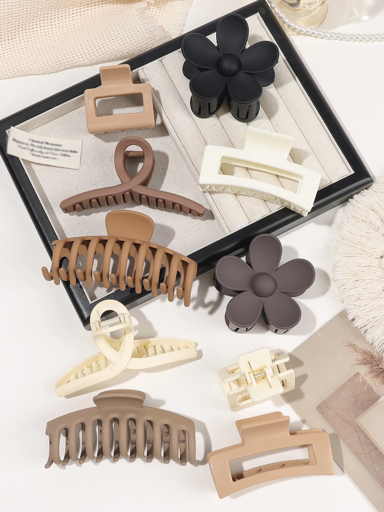 7/8Pcs Neutral Color Hair Clips for Women 4.7Inch Large Hair Claw for Thin Thick Hair,Big Matte Banana Clip,Strong Hold jaw clip.