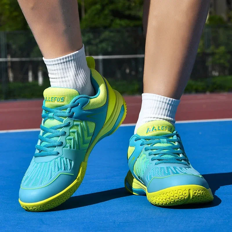 High-quality Badminton Trainers for Men and Women Blue Athletic Shoes with Anti-Slip Sole for Indoor and Outdoor Sports.