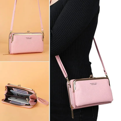 Women's Crossbody Bag Simple and Versatile Coin Purse Large-capacity Long Zipper Mobile Phone Bag Creative Single-shoulder Bag.