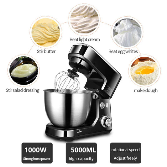 DIVEDEER 5L Multifunctional Chef Machine Household Automatic Dough Kneader Flour Mixer Blender Egg Whisker EU Compatible.