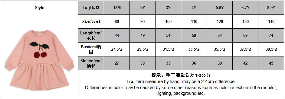 Konges Slojd AW Baby Girls Sweatshirts + Pants 2 Pcs Sets Lambswool Cherry Jackets Kids Clothes Girls Print Dresses Coats 1-9Yrs.