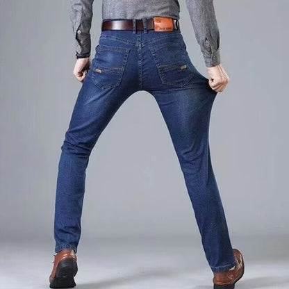 2024 new spring and autumn men straight leg simple casual commuting jeans trend fashion everything zipper design pants.