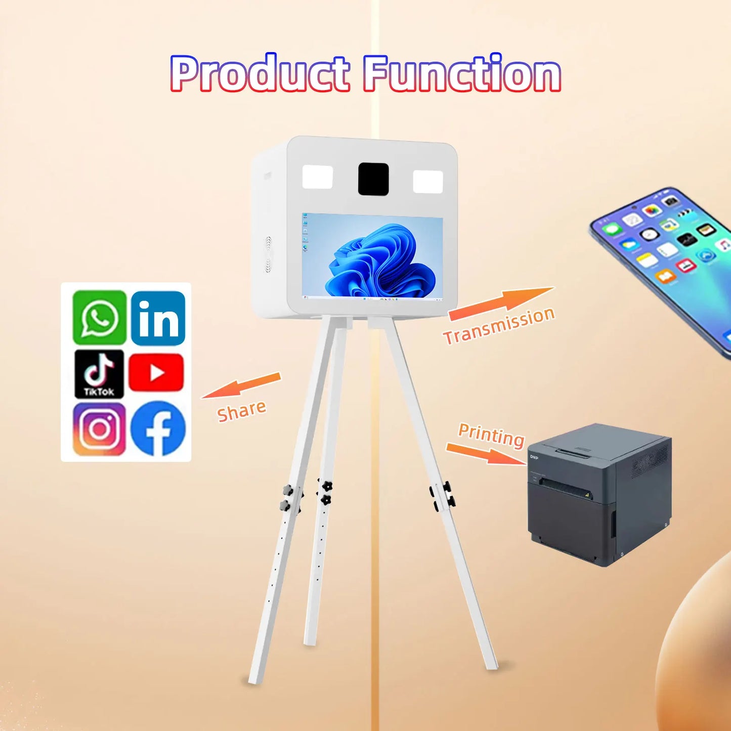 Camera Touch Screen Dslr Photo Booth Portable  21.5 Inch Selfie Photo booth Machine DSLR Booth for Wedding Party.
