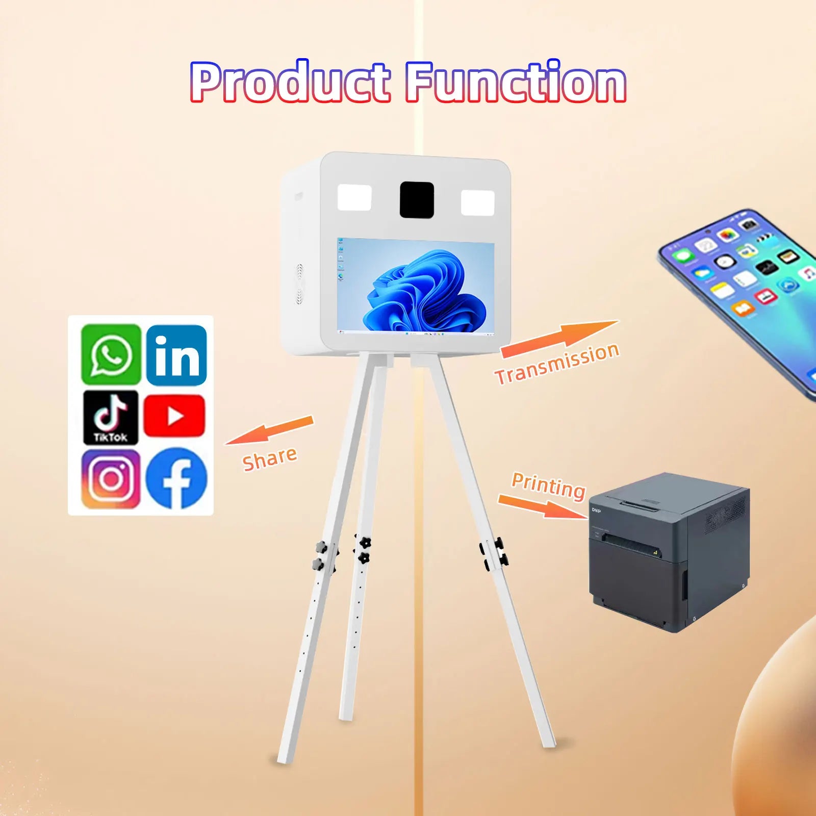 Camera Touch Screen Dslr Photo Booth Portable  21.5 Inch Selfie Photo booth Machine DSLR Booth for Wedding Party.