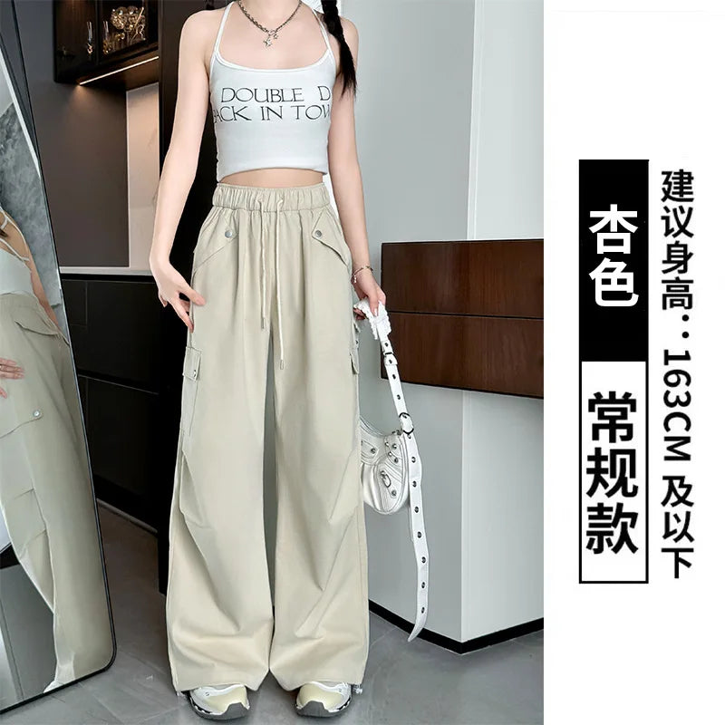 Amerikanischer Fallschirm mit niedriger Taille für Damen im Frühling und Herbst 2022, neue Bergsteiger-Jogginghose mit weitem Bein, schlanke Sport-Arbeitshose