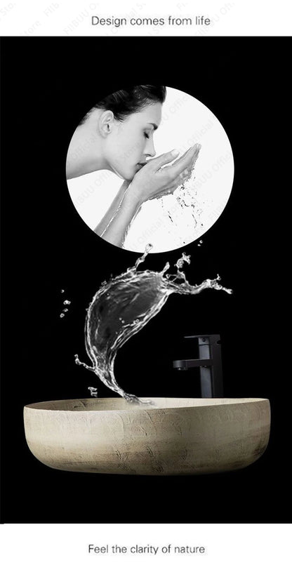 Keramik-Tischwaschbecken, ovales Badezimmergefäß, Waschbecken, Schüssel über der Theke, Kunstbecken, Toilette, Balkon, Waschtisch, Waschbecken, Arbeitsplatte, Waschbecken