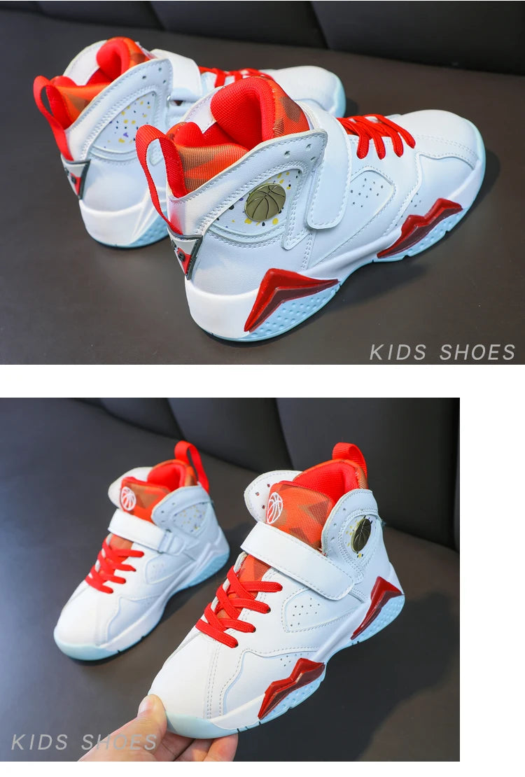 2025 Children's Basketball Shoes for Boys Non-slip Breathable Comfortable Sport Shoes Boys Outdoor Training Basketball Sneakers.