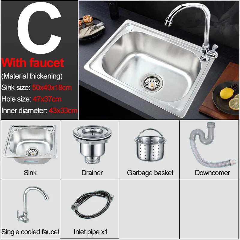 Verdickter Einzelschlitz aus Edelstahl 304 mit Halterung zum Aufhängen an der Wand, Waschbecken, Balkonbecken, Küchenwaschbecken, Waschbecken