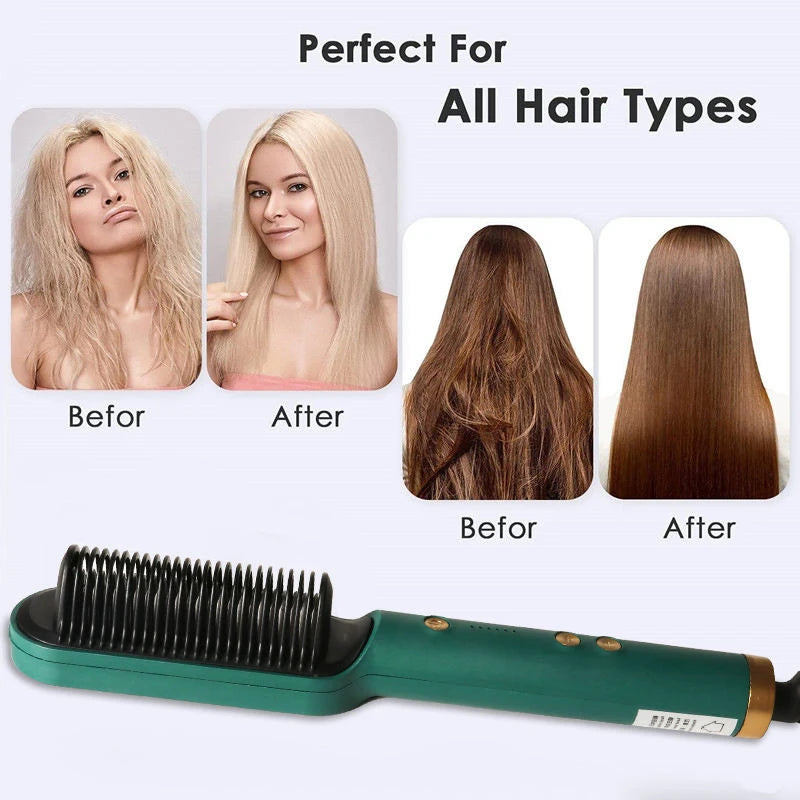 Hot Selling Professional Straight Hair Comb Portable Ceramic Coating Straight Hair Brush Salon Women'S Styling Tool.