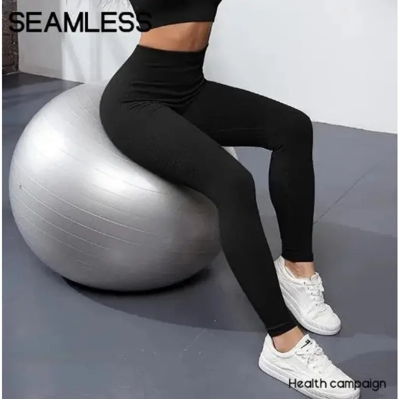 Thread Knited Leggings Women Seamless Slim Tights Gym Trainning Running High Waist Hip Liftting High Elastic Yoga Fitness Pants.