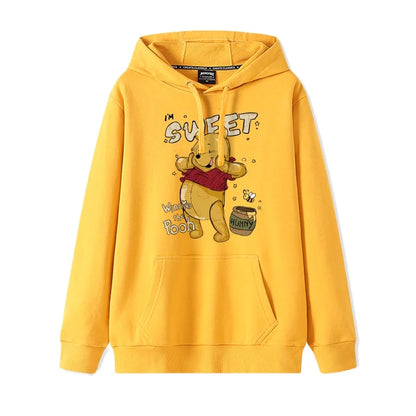 Cartoon Winnie the Pooh Mode einfacher Pullover Damen lockere und bequeme Kapuze vielseitige Paar Freundin Pullover Jacke.