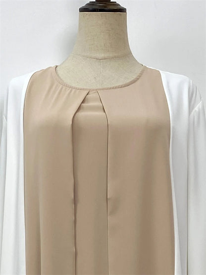 Ramadan Eid Muslimischen Abaya Dubai Luxus Spleißen Gefälschte Zwei Stücke Abayas Für Frauen Kaftan Modest Kleid Islam Kaftan Marocain Femme