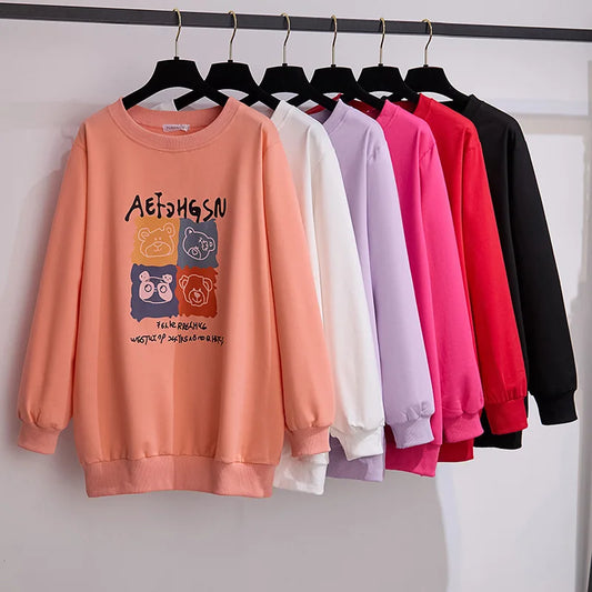 175Kg Plus Größe frauen Fehlschlag 170 Frühling Herbst Neue Lose Rundhals Cartoon Sweatshirt 6XL 7XL 8XL 9XL 10XL 11XL 6 Farben.