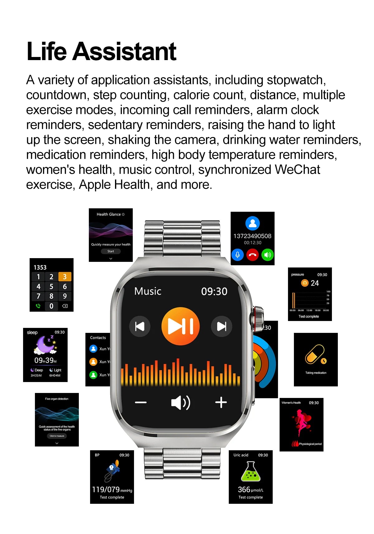 2025 New For Huawei Three highs Blood Pressure Smartwatch ECG Uric Acid Heart Rate Clock Body Analysis Health Monitoring Watches