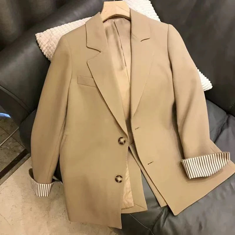 Casual Blazer for Women Korean Elegant Office Ladies Single Breasted Suit Jacket Y2K Autumn Loose Streetwear All Match Outerwear.