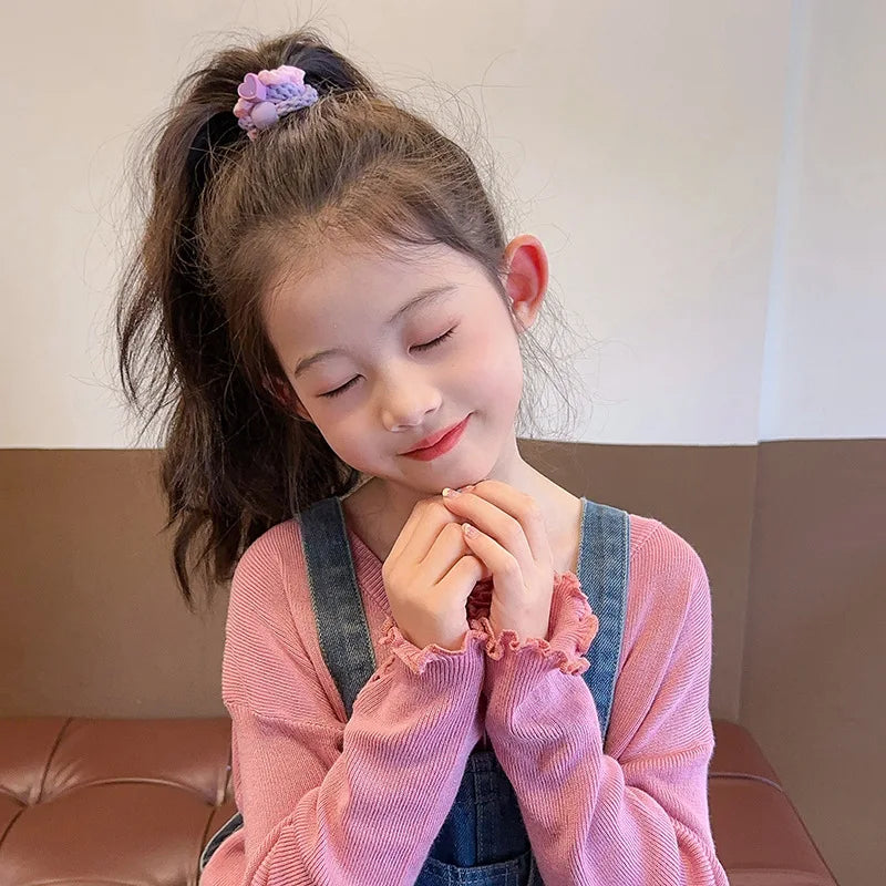 Korean Style Simple Children's Hair Ties Colorful Elastic Bands High Aesthetic Value for Girls Bun Tail Hair Bands Girls Hair....