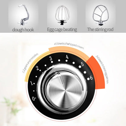 DIVEDEER 5L Multifunctional Chef Machine Household Automatic Dough Kneader Flour Mixer Blender Egg Whisker EU Compatible.