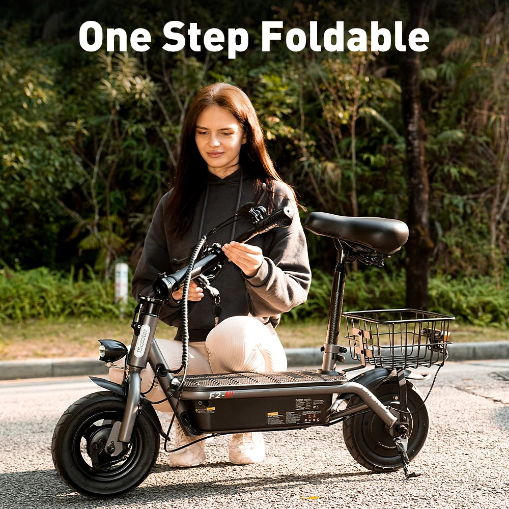 iScooter F2 Foldable Adult Electric Scooter with Seat E-Scooter 30KM/H Electric Kick Scooter 500W Skateboards Kickboard 10 Inch.