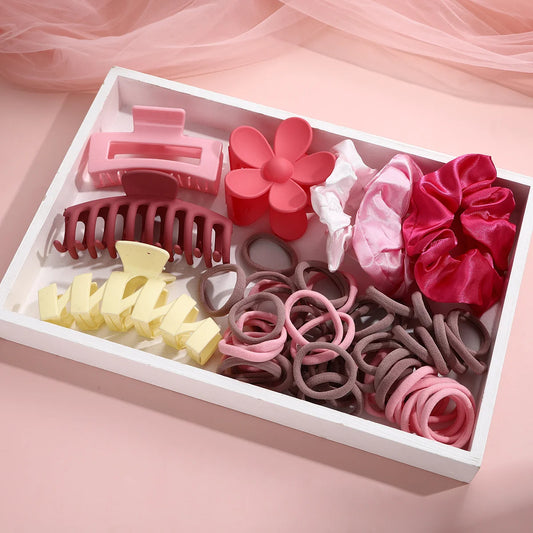 57 Pcs Dopamine Fashion Colorful Hair Accessories Set for Women Hair Circles Flower Shaped Grip Daily Wear Party Gift 2025.