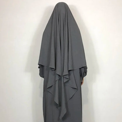 New One Layer Jazz Crepe Diamond Khimar High Quality Muslim EID Ramadan Islamic Clothing Tie Back Prayer Hijab Dropshipping.