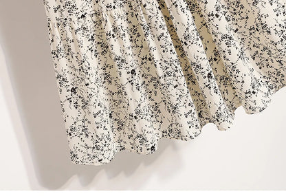 2025 Vintage Draped Elegant Chinese Style Women's Half-length Skirts Autumn Floral Pleated A- Line Skirt With Lining.