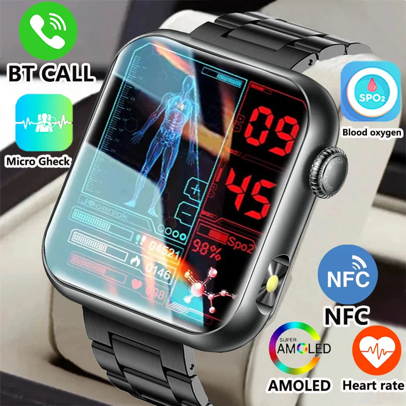 2025 New LED Women AI Smart Diagnosis Smart Watch HRV+PPG Blood Pressure Blood oxygen Health monitor IP68 NFC Smartwatches ﻿.