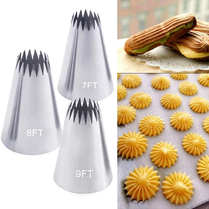7FT 8FT 9FT Cake Decorating Tips Set Russian Open Star Piping Nozzles Tips Cupcake Cookies Icing Piping Pastry Nozzles.