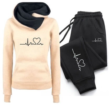 Women's Tracksuit Female Pullover Hoodies Jogging Pants Sweatshirt Sports Suit Two Piece Set Women Clothing Winter Warm Outfits.