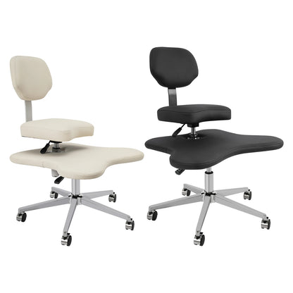 Cross Schreibtischstuhl mit Lordosenstütze |   Ergonomischer Bürostuhl |   Sitzhöhe und Fußpolster, verstellbarer Meditationsstuhl/Schwarz/Weiß