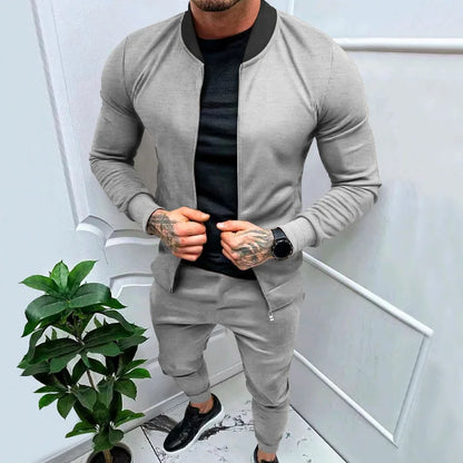 Amazon 2024 European and American men's clothing fitness sports trend outdoor leisure men's zipper suit.