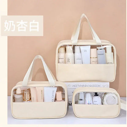 Waterproof Cosmetic Bag Portable Portable Cosmetic Storage Bag Large Capacity Pu Transparent Wash Bag Travel Storage Bag