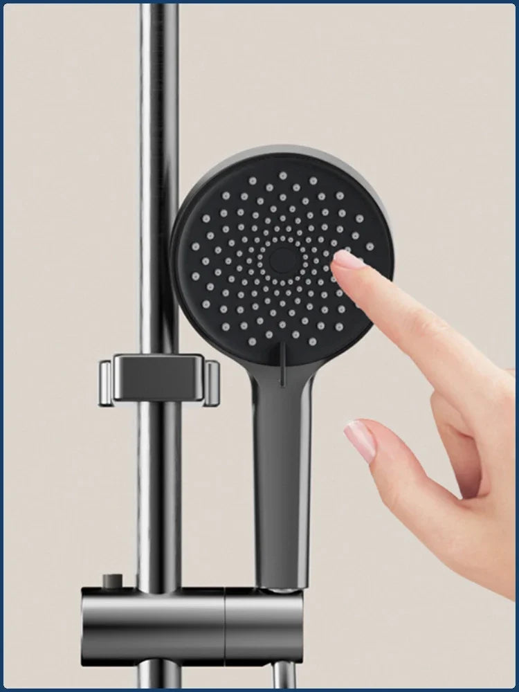 Four Ways Water Outlet Shower System Smart Digital Bathroom Shower Faucet Set Temperature Display Rainlfall Sunflower Shower Set