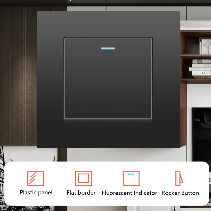 Schwarze UK 13A Wandsteckdose mit USB Typ C 18W Schnelllade-Steckdose, Wandsteckdose mit USB-Ladegerät, Schalter mit Steckdose.