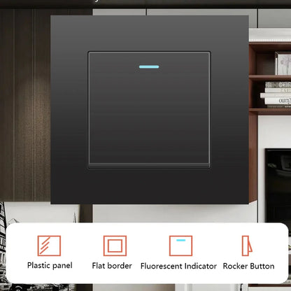 Schwarze UK 13A Wandsteckdose mit USB Typ C 18W Schnelllade-Steckdose, Wandsteckdose mit USB-Ladegerät, Schalter mit Steckdose.