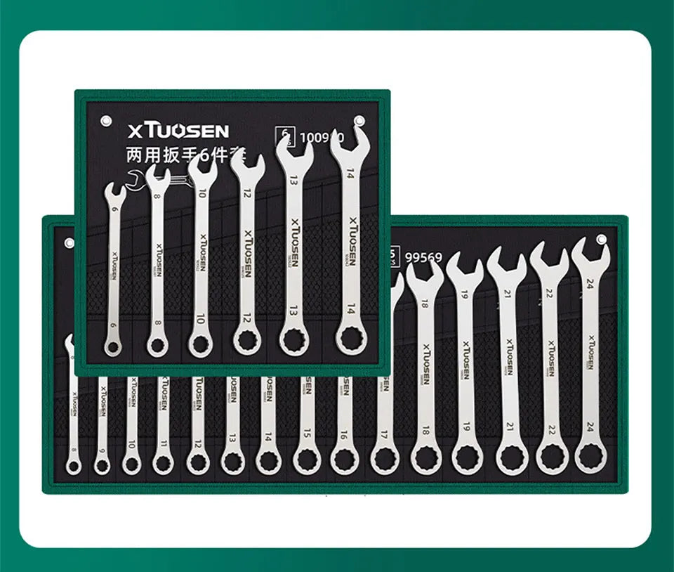 Ultradünner Schraubenschlüssel-Satz mit offenem Ende, 6–27 mm, Pflaumenschlüssel-Kombination, universelles Ratschenschlüssel-Set mit zwei Köpfen, Auto-Reparaturwerkzeuge